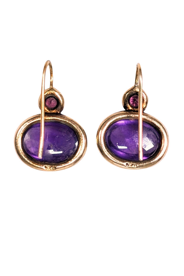 Current Boutique-Marguerite de Valois - Gold Colored Sterling Silver & Purple Dangle Earring