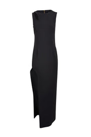 Current Boutique-Maria Bianca Nero - Black Sleeveless Cut Out Shoulder Formal Dress Sz 6