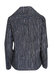 Current Boutique-Marimekko - Navy & Cream Striped "Aita" Poplin Top Sz XS