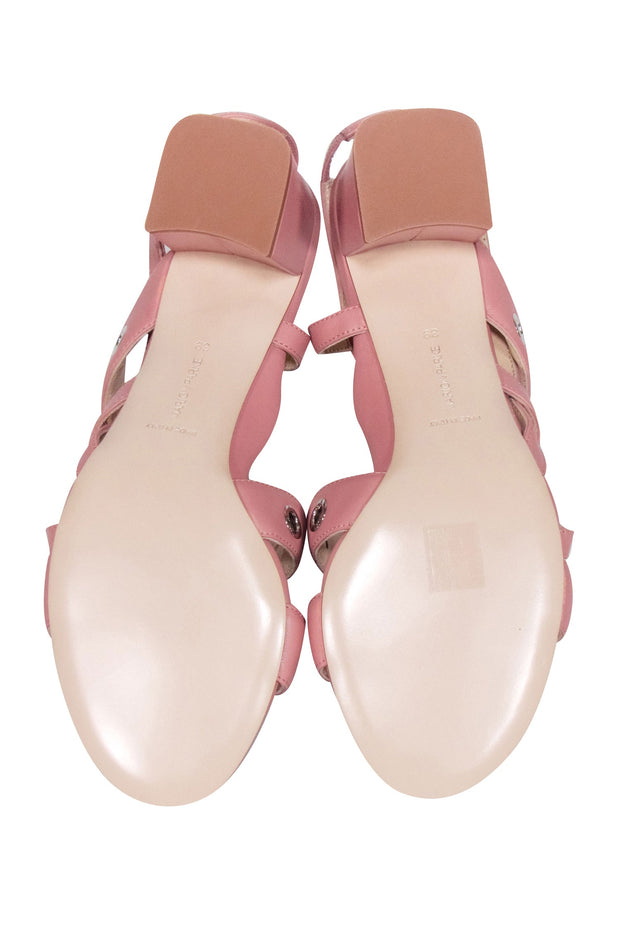 Current Boutique-Marion Parke - Mauve Pink Leather Open Toe Block Heel Pumps Sz 8.5