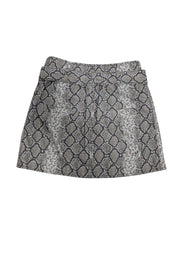 Current Boutique-Marissa Webb - Grey & White Snakeskin Print Canvas Mini Skirt Sz 4