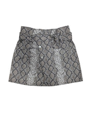 Current Boutique-Marissa Webb - Grey & White Snakeskin Print Canvas Mini Skirt Sz 4