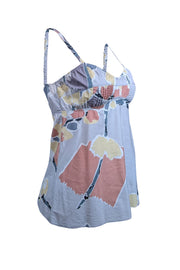 Current Boutique-Marni - Light Grey Muted Abstract Floral Print Sleeveless Cotton Top Sz S