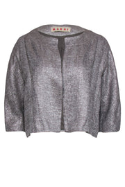 Current Boutique-Marni - Silver Metallic Collarless Cropped Blazer Sz 8