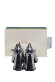 Current Boutique-Marni - Silver Metallic Front Strap Mary Jane Heels Sz 9