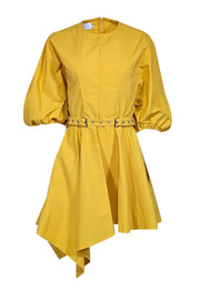 Current Boutique-Marques Almeida - Yellow Cropped Sleeve Dress w/ Belt Sz XS