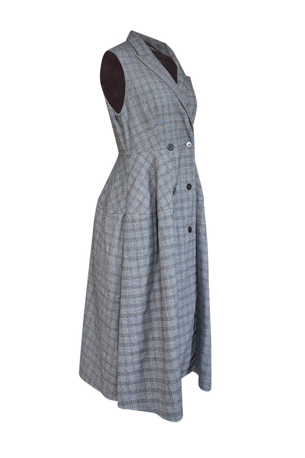 Current Boutique-Maryling - Grey Plaid Sleeveless Wrap Dress Sz 10