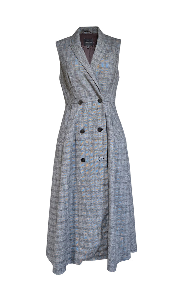 Current Boutique-Maryling - Grey Plaid Sleeveless Wrap Dress Sz 10