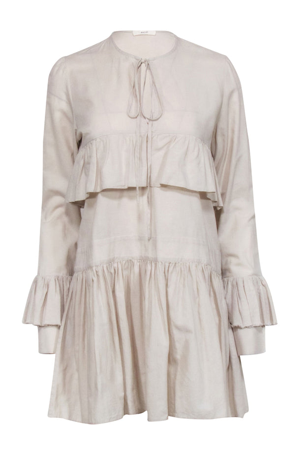 Current Boutique-Matin - Beige Cotton & Linen Blend Dress Sz 10