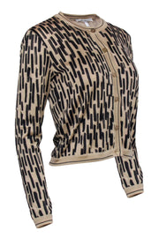 Current Boutique-Max Mara - Beige w/ Black Print Button Front Cardigan Sz M