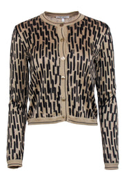 Current Boutique-Max Mara - Beige w/ Black Print Button Front Cardigan Sz M