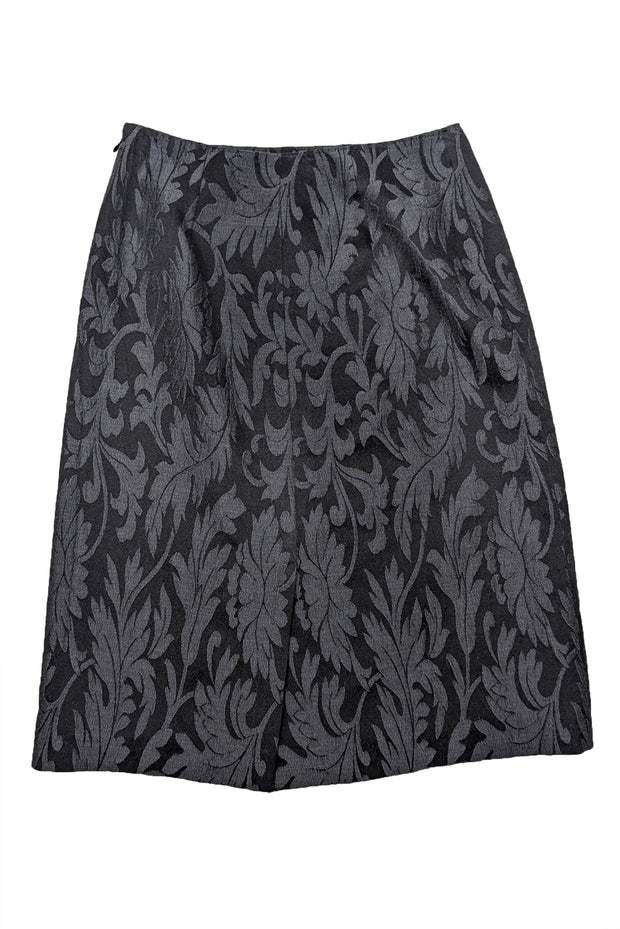 Current Boutique-Max Mara - Black & Grey Silk-Wool Jacquard Skirt Sz 8