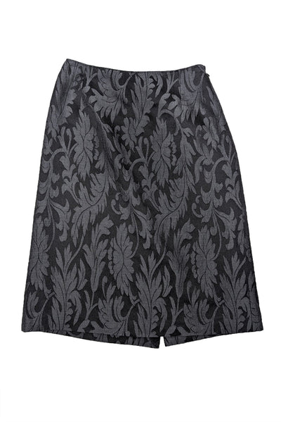 Current Boutique-Max Mara - Black & Grey Silk-Wool Jacquard Skirt Sz 8