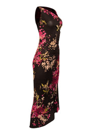 Current Boutique-Max Mara - Black & Pink Floral Ruched Dress Sz 10