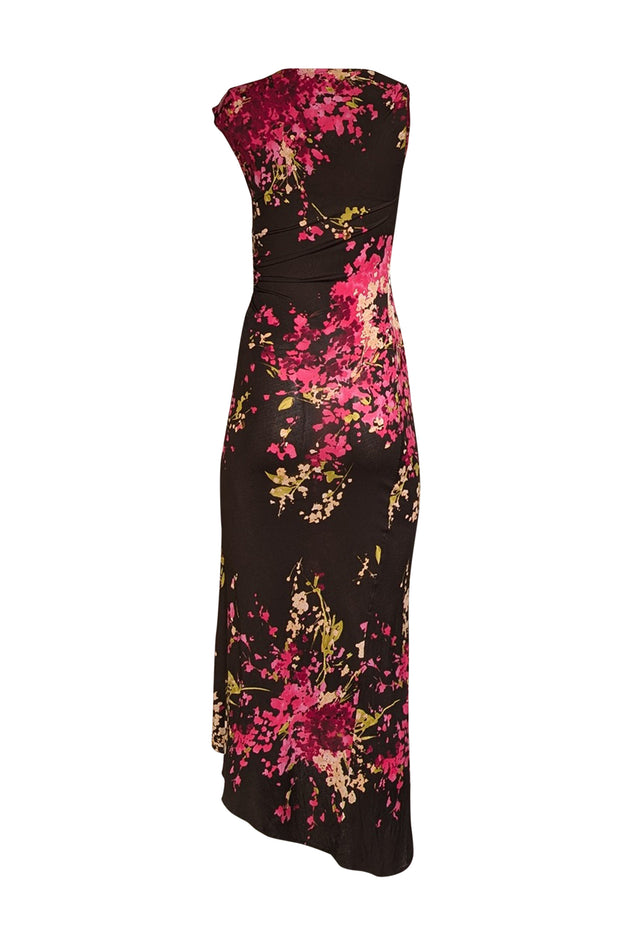 Current Boutique-Max Mara - Black & Pink Floral Ruched Dress Sz 10