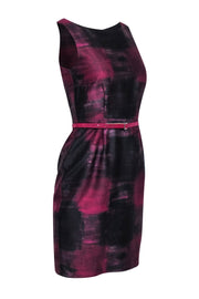 Current Boutique-Max Mara - Plum Purple & Black Print Sleeveless Belted Dress Sz 4