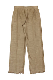 Current Boutique-Max Mara - Tan Linen & Silk Blend Pants w/ Fringe Trim Sz 10