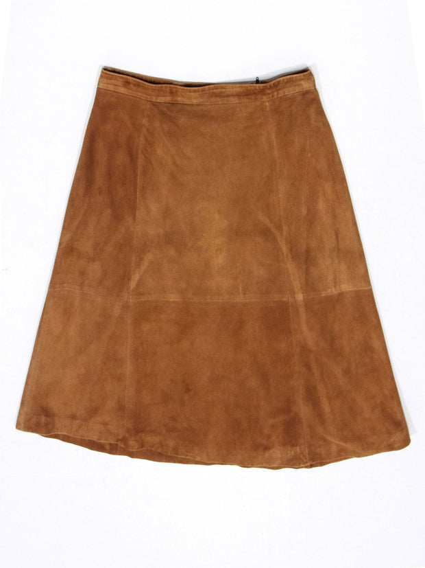 Current Boutique-Max Mara - Tan Suede Midi-Length Skirt Sz 12