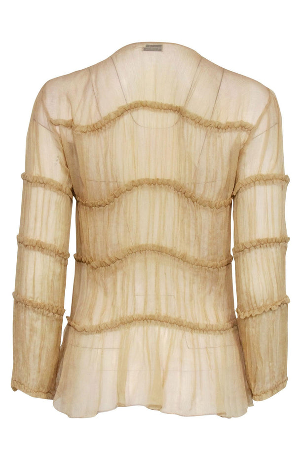 Current Boutique-Max Studio - Tan Sheer Silk Top Sz M