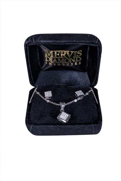 Current Boutique-Mervis Diamond Importers - White Gold w/ Diamonds Necklace & Earring Set