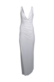 Current Boutique-Meshki - White Rhinestone Embellished Cowl Neck Maxi Dress Sz S