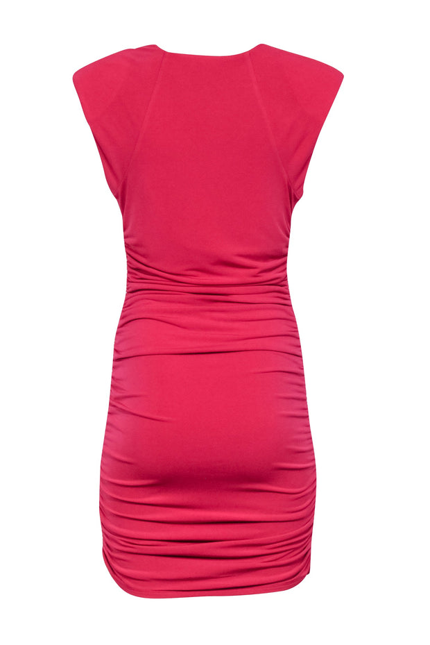 Current Boutique-Michael Costello x Revolve - Fuchsia Ruched Dress w/ Draped Neckline Sz S