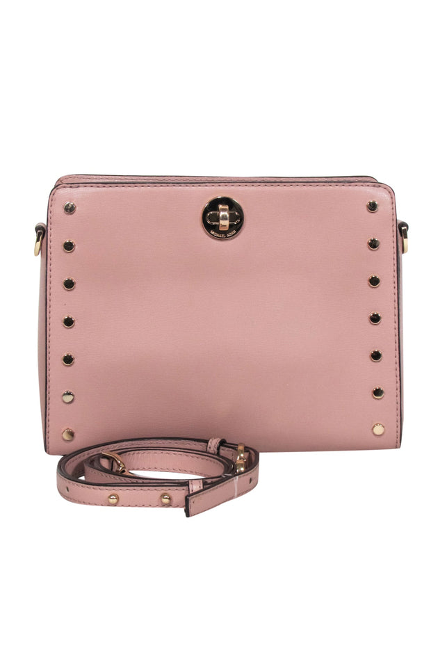 Current Boutique-Michael Kors - Beige Leather Studded Trim Crossbody Bag