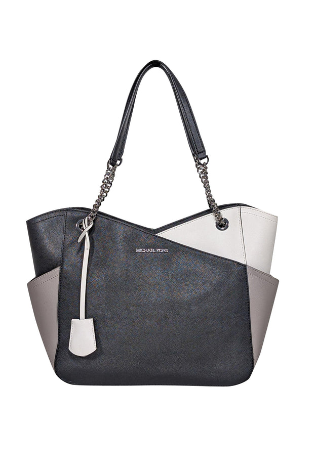 Current Boutique-Michael Kors - Black & Cream Saffiano Leather Tote Bag