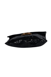 Current Boutique-Michael Kors - Black Croc Embossed Fold Over Bag w/ Gold Chain Strap