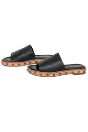 Current Boutique-Michael Kors - Black Leather & Cork Slide Sandals Sz 5.5