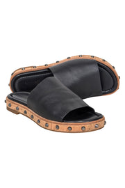 Current Boutique-Michael Kors - Black Leather & Cork Slide Sandals Sz 5.5