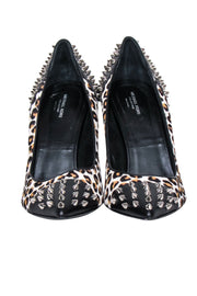 Current Boutique-Michael Kors Collection - Black & Leopard Print Studded Pumps Sz 11