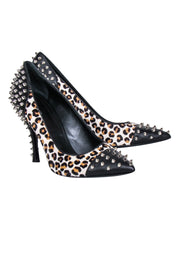 Current Boutique-Michael Kors Collection - Black & Leopard Print Studded Pumps Sz 11