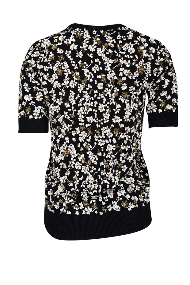 Current Boutique-Michael Kors Collection - Black, White, & Gold Embellished Sweater Sz XS