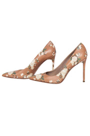 Current Boutique-Michael Kors Collection - Tan & Green Floral Pointed Toe Pumps Sz 10