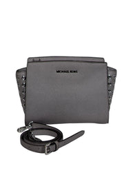 Current Boutique-Michael Kors - Grey Saffiano Leather Crossbody w/ Grommet Sides