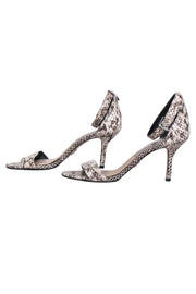 Current Boutique-Michael Kors - Ivory, Brown, & Grey Snake Skin Print Open Toe Pumps Sz 9