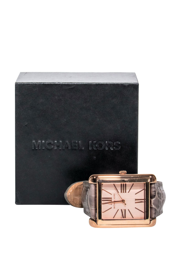 Current Boutique-Michael Kors - Rosegold Watch w/ Croc Embossed Band