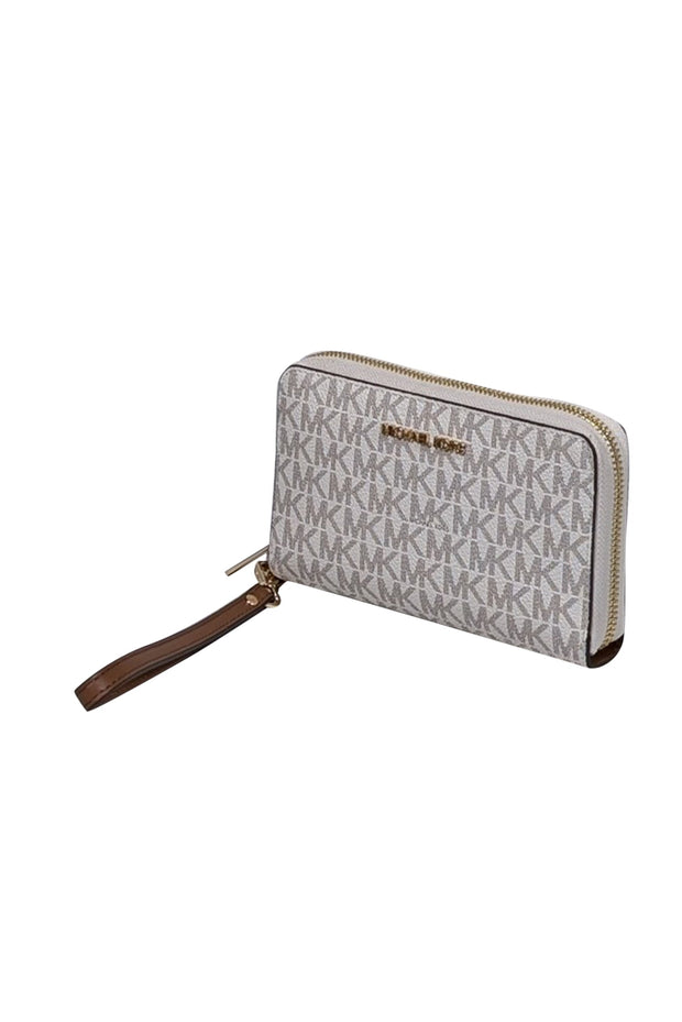 Current Boutique-Michael Kors - Vanilla & Brown Monogram Large Multifunction Wallet