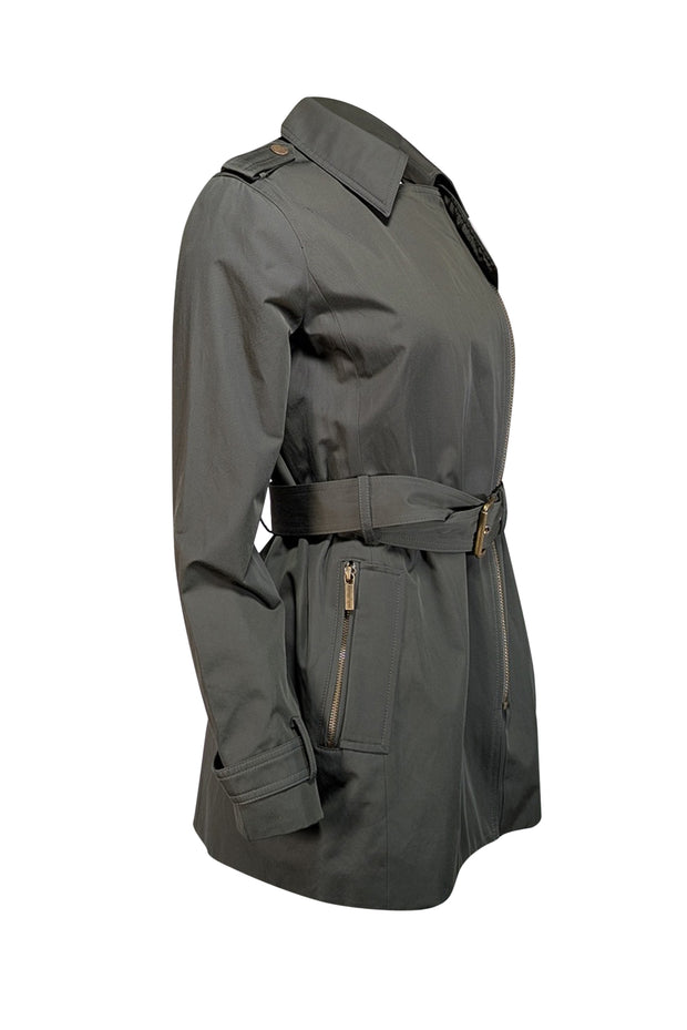 Current Boutique-Michael Michael Kors - Dark Green Short Trench Coat Sz M