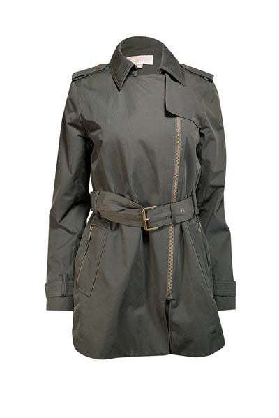 Current Boutique-Michael Michael Kors - Dark Green Short Trench Coat Sz M