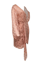 Current Boutique-Michelle Mason - Peach Pink Polka Dot Silk Blend Dress Sz 8