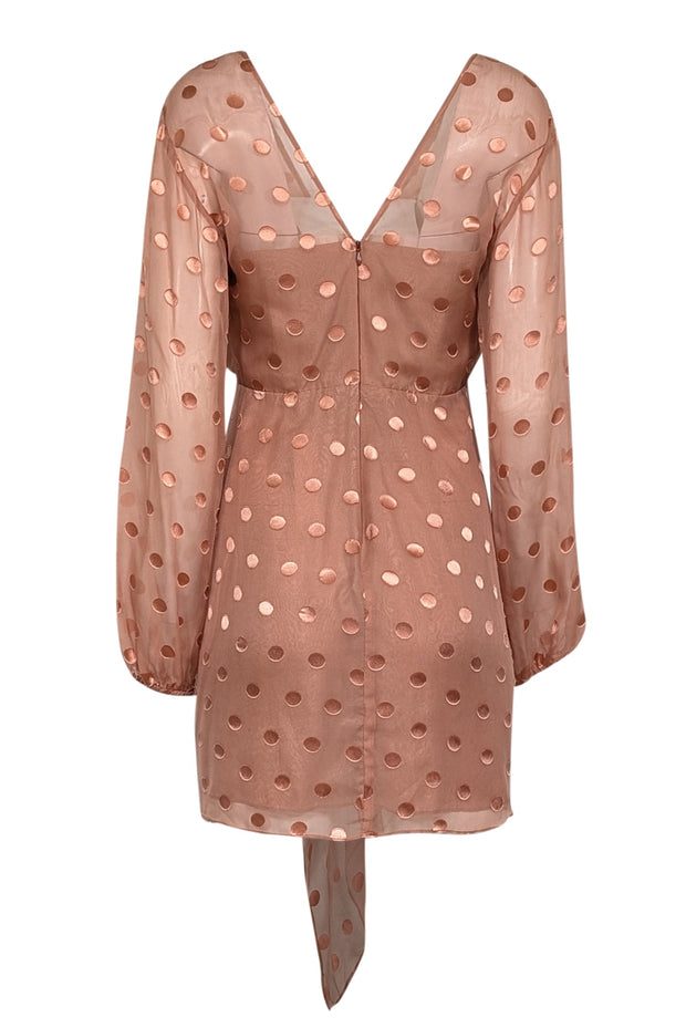 Current Boutique-Michelle Mason - Peach Pink Polka Dot Silk Blend Dress Sz 8