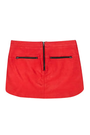 Current Boutique-Michelle Mason - Red Lambskin Mini Skirt w/ Zippers Sz 4