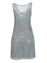 Current Boutique-Mignon - Seafoam Green Embellished Mesh Dress Sz 4