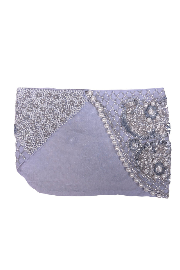 Current Boutique-Mignonne Gavigan - Pastel Blue Hand Beaded Silk Scarf