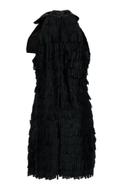 Current Boutique-Milly - Black Fringe Dress w/ Oversized Bow Detail Sz 12