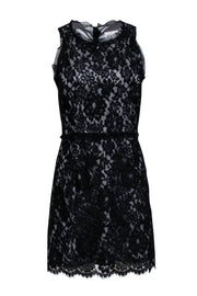 Current Boutique-Milly - Black & Grey Sleeveless Lace Shift Dress Sz S