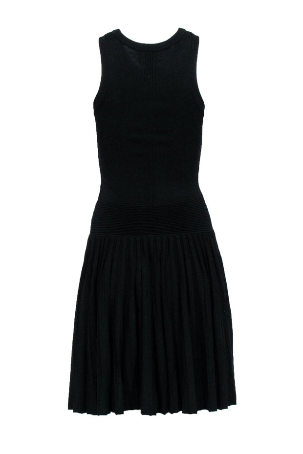 Current Boutique-Milly - Black Knit Pleated Drop Waist Dress Sz S