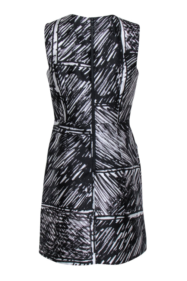 Current Boutique-Milly - Black Sleeveless Printed Shift Dress w/ Front Pockets Sz 10